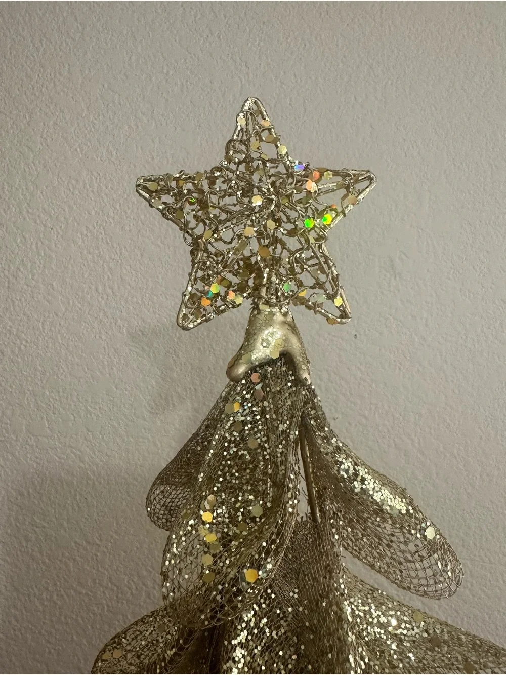 Gold Sparkle Holiday Tree Decor - Festive Tabletop Accent